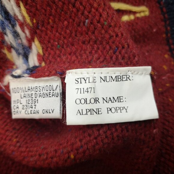 Talbots Ladies Size 8 Button Front Alpine Poppy 100% Lambswool Christmas Sweater - Picture 4 of 10